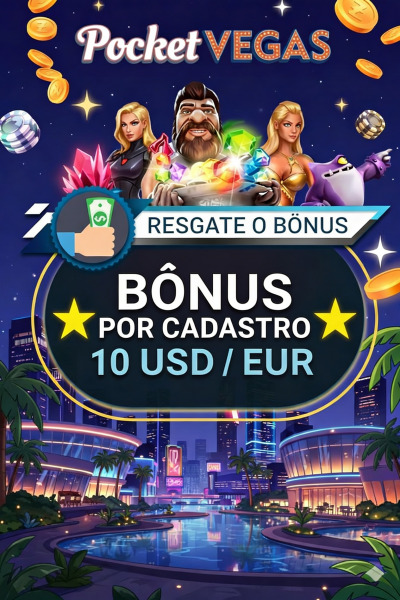 Imagem de Bônus de 10 USD/EUR sem depósito ao se cadastrar no Pocket Vegas Imagem de Bônus de 10 USD/EUR sem depósito ao se cadastrar no Pocket Vegas