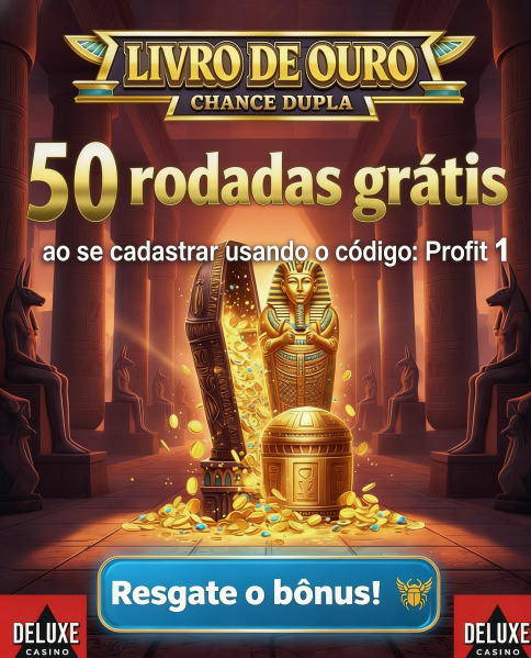 Imagem de 50 Rodadas Gr&aacute;tis no Cassino Deluxe no Book of Gold Double Chance