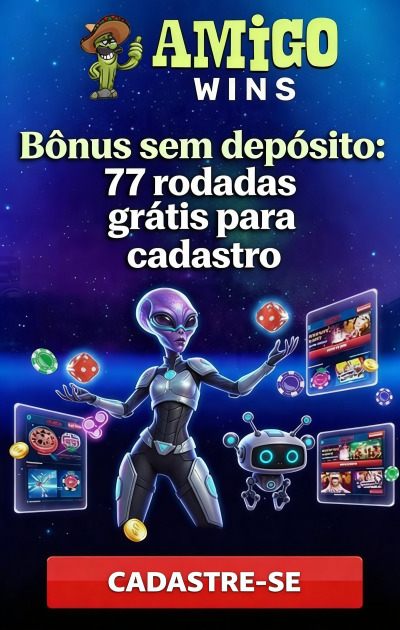 Imagem de 77 rodadas gr&aacute;tis sem dep&oacute;sito no cassino Amigo Wins